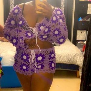 Handmade crochet floral outfit